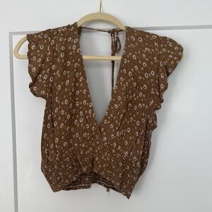 Brown Floral Women's Top